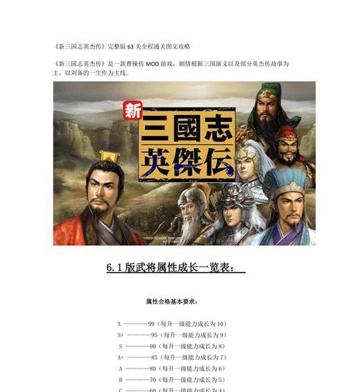 《新三国志英杰传》刘备传攻略大全（51关攻略详解）